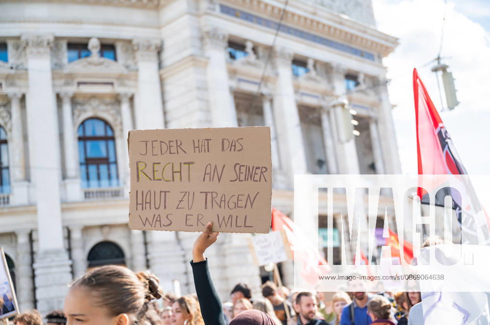 Protest Against the Headscarf Ban. Participants in the School on Fire demonstration—a school strike against the headscarf ban, but also against racism in general— sexism, and militarization in schools at Human Rights Square in Vienna, Austria Vienna Human Rights Square Vienna Austria