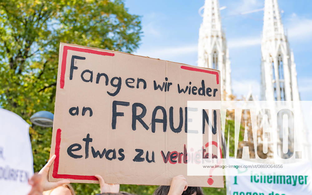 Protest Against the Headscarf Ban. Participants in the School on Fire demonstration—a school strike against the headscarf ban, but also against racism in general— sexism, and militarization in schools at Human Rights Square in Vienna, Austria Vienna Human Rights Square Vienna Austria