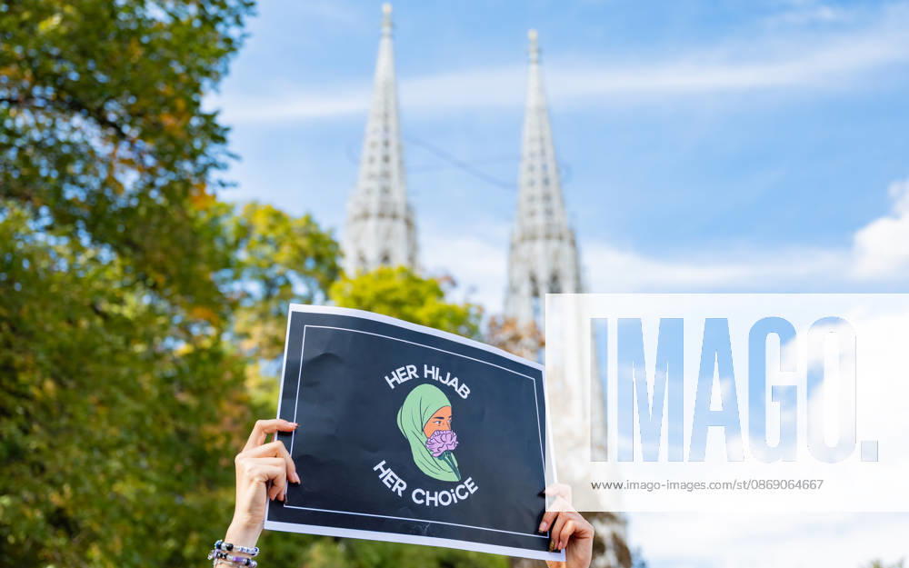 Protest Against the Headscarf Ban. Participants in the School on Fire demonstration—a school strike against the headscarf ban, but also against racism in general— sexism, and militarization in schools at Human Rights Square in Vienna, Austria Vienna Human Rights Square Vienna Austria