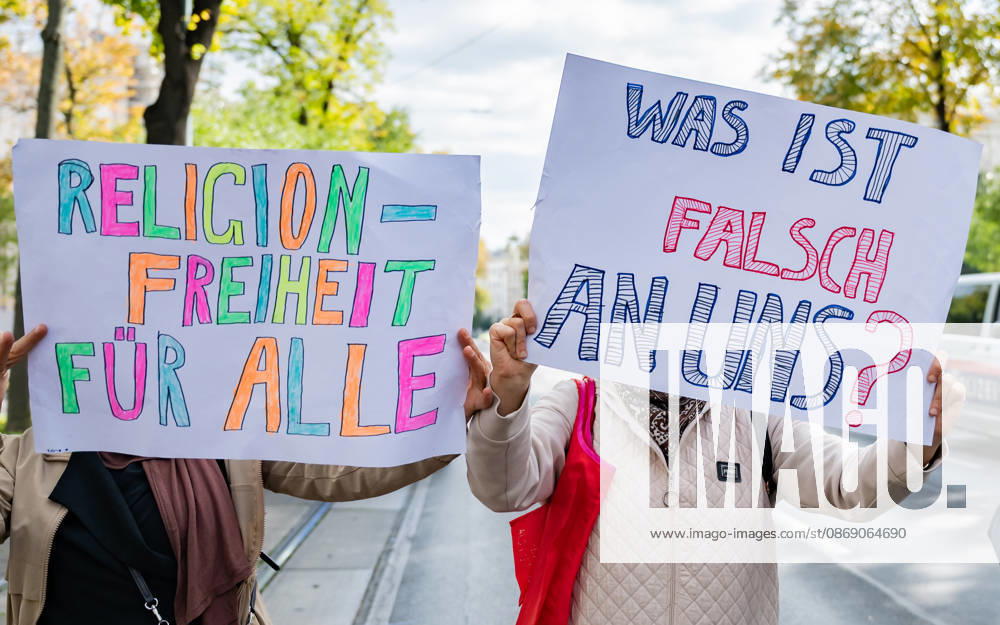 Protest Against the Headscarf Ban. Participants in the School on Fire demonstration—a school strike against the headscarf ban, but also against racism in general— sexism, and militarization in schools at Human Rights Square in Vienna, Austria Vienna Human Rights Square Vienna Austria
