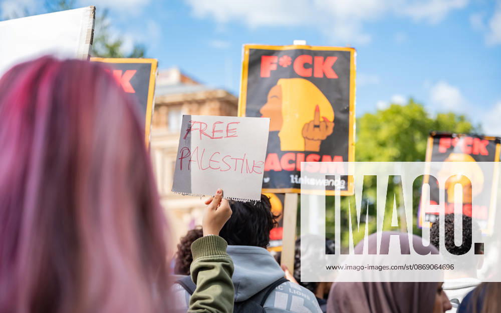 Protest Against the Headscarf Ban. Participants in the School on Fire demonstration—a school strike against the headscarf ban, but also against racism in general— sexism, and militarization in schools at Human Rights Square in Vienna, Austria Vienna Human Rights Square Vienna Austria
