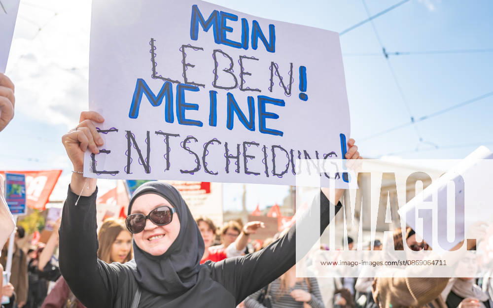 Protest Against the Headscarf Ban. Participants in the School on Fire demonstration—a school strike against the headscarf ban, but also against racism in general— sexism, and militarization in schools at Human Rights Square in Vienna, Austria Vienna Human Rights Square Vienna Austria