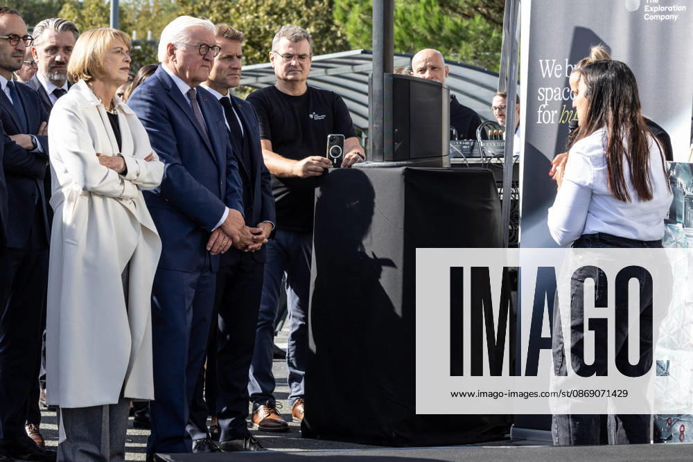 Emmanuel Macron And Frank-Walter Steinmeier Visit in Gironde French President Emmanuel Macron and German President Frank-Walter Steinmeier visit The Exploration Company, a Franco-German space company in Gironde in Le Haillan, France, on October 9, 2026. Photo by Margot Le Gonidec ABACAPRESS.COM Le Haillan France
