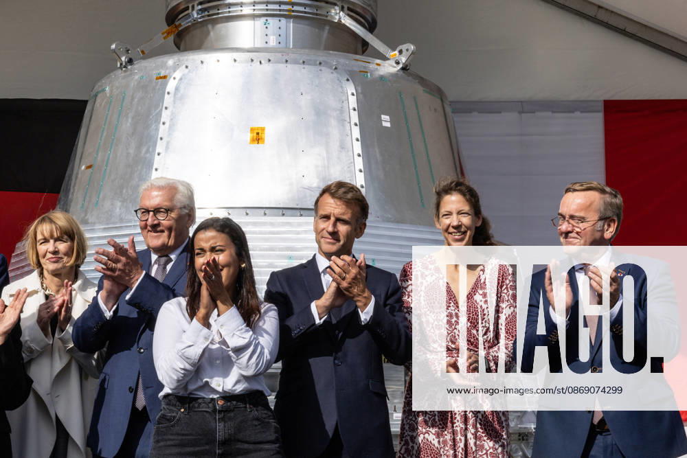 Emmanuel Macron, President of the French Republic, and Frank-Walter Steinmeier, Federal President of Germany, visit the Franco-German company The Exploration Company in Le Haillan, on October 9, 2026, during the German president’s visit to France. Margot Le Gonidec Pool, Bestimage. French President Emmanuel Macron and German President Frank-Walter Steinmeier visit The Exploration Company, a Franco-German space company in Le Haillan, Gironde, France, on October 9, 2026. Le Haillan, France