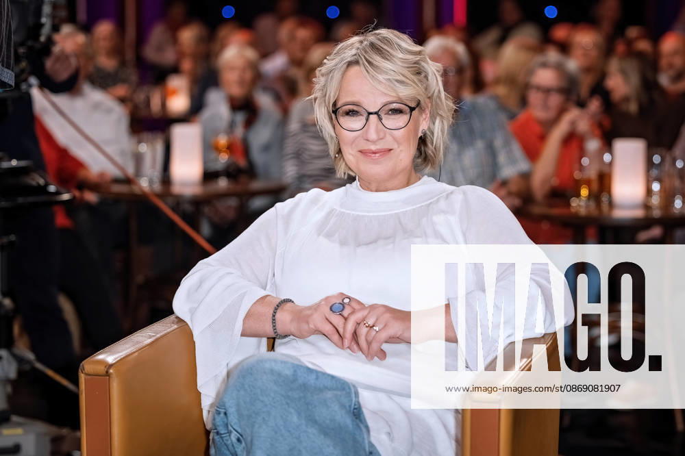 MDR Riverboat host Andrea Ballschuh during the taping of the MDR talk show Riverboat on October 9, 2026, at Mediacity Leipzig 20261009SFL0030