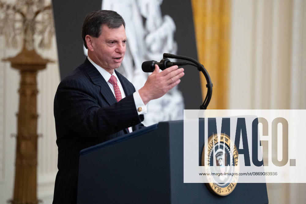 Frank J. Bisignano, Commissioner, Social Security Administration (SSA) and Chief Executive Officer, Internal Revenue Service (IRS) gives remarks during a Columbus Day Celebration hosted by United States President Donald J Trump in the East Room of the White House in Washington, DC, USA on Friday