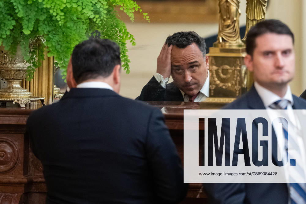 Singer Christopher Macchio checks his reflection prior to preforming at a Columbus Day Celebration hosted by United States President Donald J Trump in the East Room of the White House in Washington, DC, USA on Friday, October 8, 2026 Washington USA - ZUMAs152 20261009_faa_s152_067