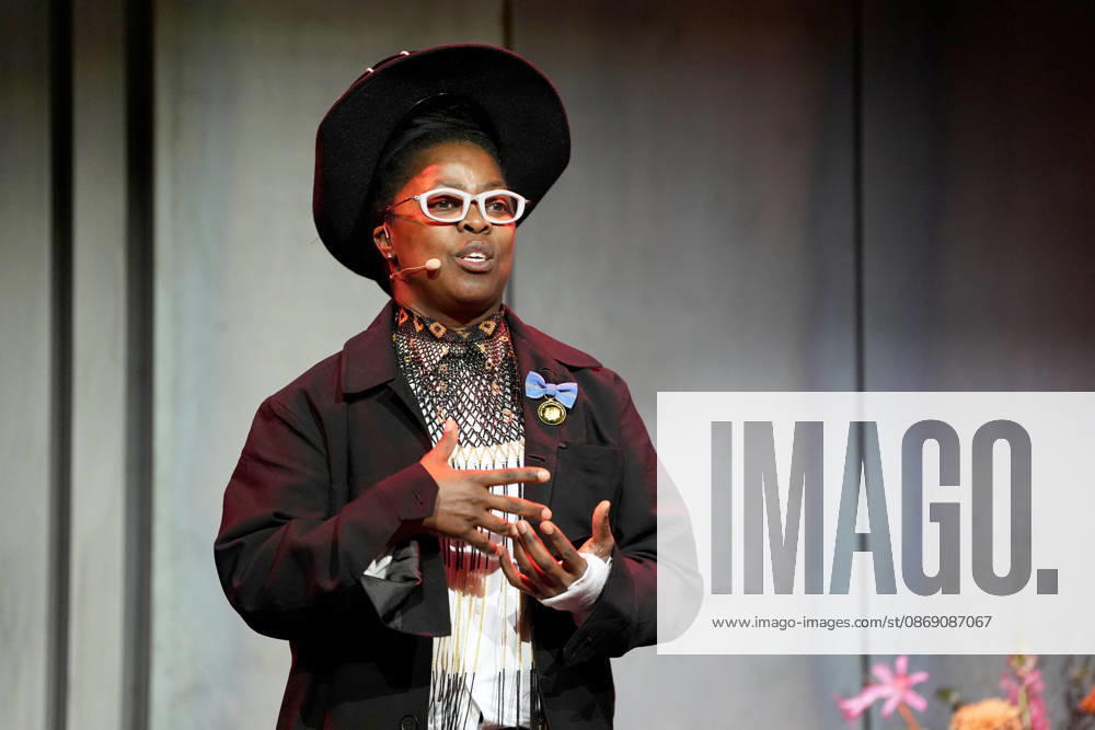 Zanele Muholi of South Africa receives the Hasselblad Prize, an international photography award, at a ceremony at World of Volvo in Gothenburg, Sweden, on October 9, 2026. GOTHENBURG, SWEDEN