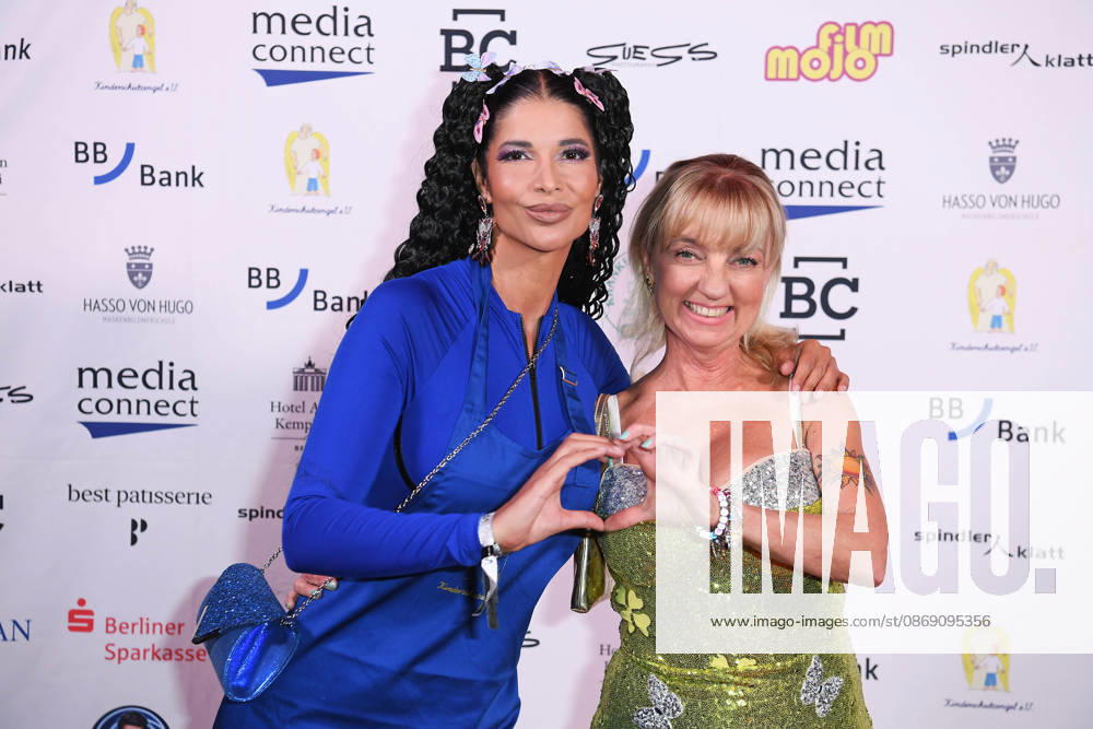 Micaela Schäfer and Jacqueline Boy, founders of Kinderschutzengel e.V., at the KINDERSCHUTZENGEL E.V. GALA 2026 at Spindler Klatt in Berlin on October 9, 2026