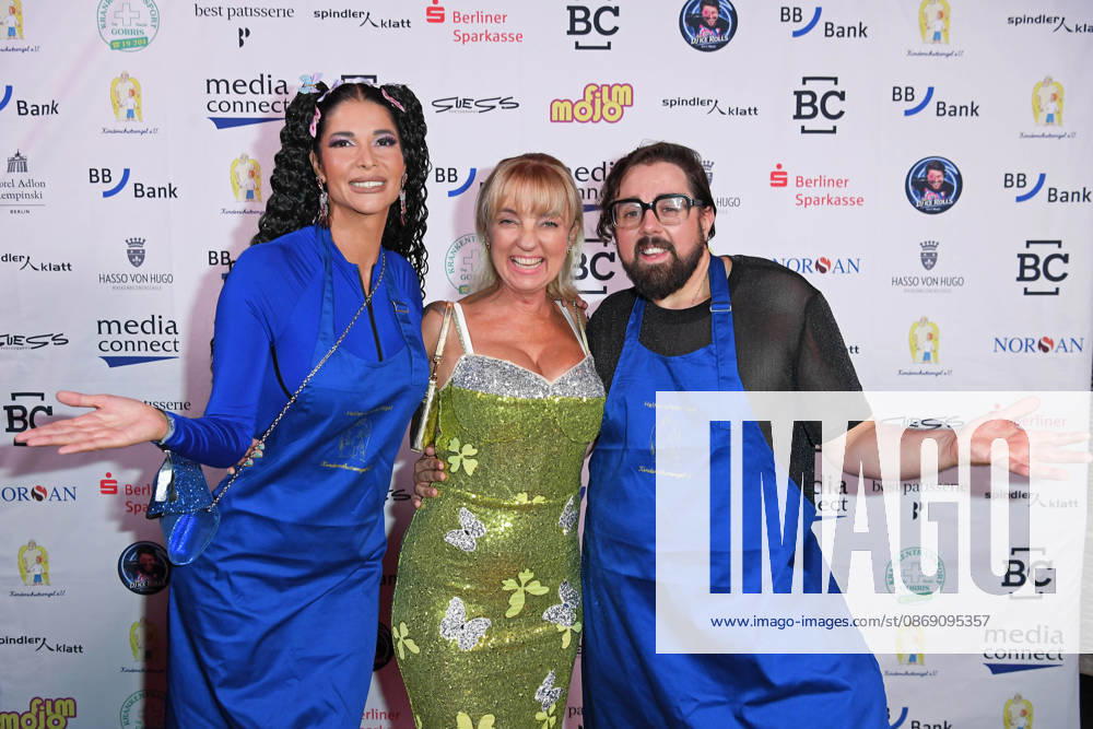 Micaela Schäfer, Jacqueline Boy, founder of Kinderschutzengel e.V., and Steven Preisner at the KINDERSCHUTZENGEL E.V. GALA 2026 at Spindler Klatt in Berlin on October 9, 2026