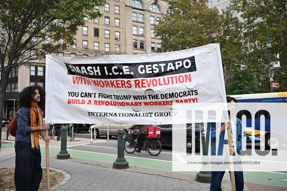 Protesters rally after ICE shooting of New York man in car with child inside NEW YORK, UNITED STATES - OCTOBER 9: A massive protest takes place at Foley Square , demanding the withdrawal of ICE from the city in New York, United States on October 9, 2026. The demonstration follows an incident yesterday in the Bronx where an ICE officer shot Oscar Belgal, a Dominican Republic national, in the neck while he was driving with a 5-year-old child in the vehicle. Waleed Zein Anadolu New York United States. Editorial use only. Please get in touch for any other usage.