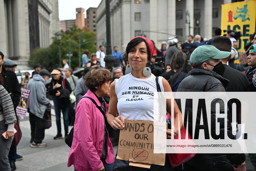 Protesters rally after ICE shooting of New York man in car with child inside NEW YORK, UNITED STATES - OCTOBER 9: A massive protest takes place at Foley Square , demanding the withdrawal of ICE from the city in New York, United States on October 9, 2026. The demonstration follows an incident yesterday in the Bronx where an ICE officer shot Oscar Belgal, a Dominican Republic national, in the neck while he was driving with a 5-year-old child in the vehicle. Waleed Zein Anadolu New York United States. Editorial use only. Please get in touch for any other usage.