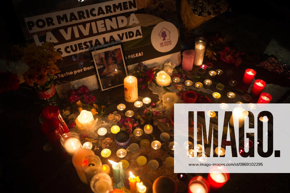 Protest in memory of Maricarmen in Malaga - 09 Oct 2026 Flowers and candles are seen next to a picture of Maricarmen as a tribute during a protest and a minute of silence in memory of Maricarmen Abascal, the 87-year-old woman who was evicted of her house and died in hospital a few days later. Thousands of people demand decent housing and to continue with the legacy of Maricarmen Abascal. Spain’s housing crisis has forced people to take to the streets, urging the Spanish government to take action and implement effective policies to regulate housing prices and protect vulnerable people. Malaga Spain