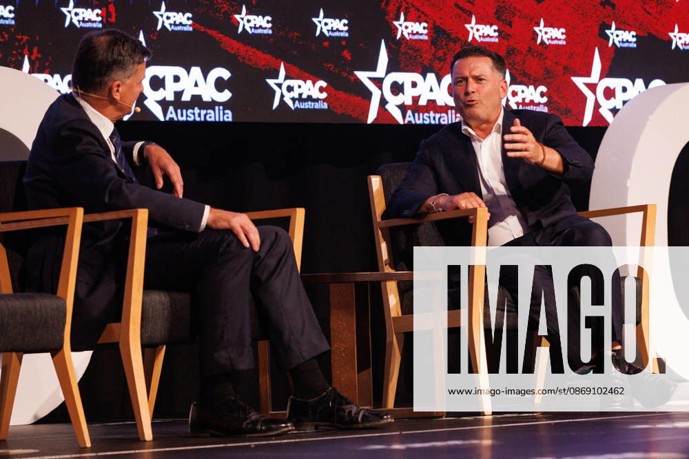 CPAC NATIONAL CONFERENCE 2026, Karl Stefanovic interviews Leader of the Opposition Angus Taylor during the 2026 Conservative Political Action Network (CPAC) national conference at the Royal International Convention Centre in Brisbane, Saturday, October 10, 2026. ( NO ARCHIVING BRISBANE QUEENSLAND Australia