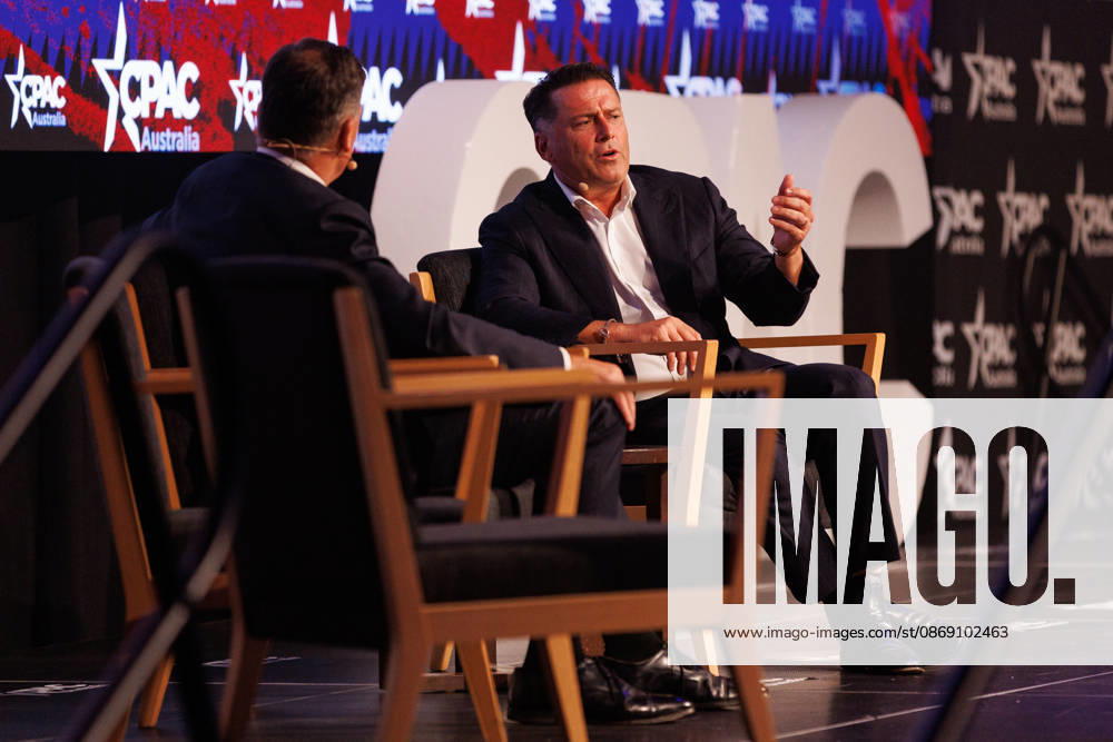 CPAC NATIONAL CONFERENCE 2026, Karl Stefanovic interviews Leader of the Opposition Angus Taylor during the 2026 Conservative Political Action Network (CPAC) national conference at the Royal International Convention Centre in Brisbane, Saturday, October 10, 2026. ( NO ARCHIVING BRISBANE QUEENSLAND Australia