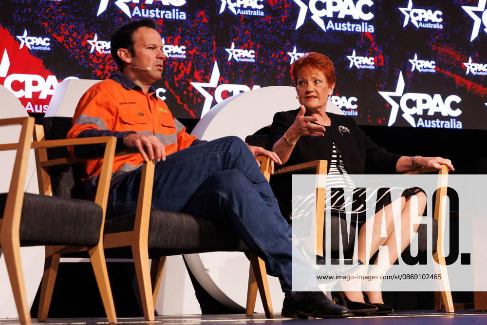 CPAC NATIONAL CONFERENCE 2026, Karl Stefanovic interviews Nationals Leader Matt Canavan and One Nation leader Pauline Hanson during the 2026 Conservative Political Action Network (CPAC) national conference at the Royal International Convention Centre in Brisbane, Saturday, October 10, 2026. ( NO ARCHIVING BRISBANE QUEENSLAND Australia