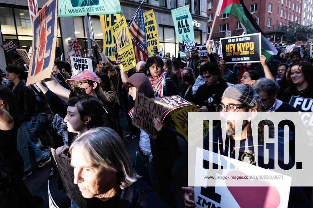 FOLEY SQUARE, NEW YORK, UNITED STATES Ã¢â‚¬ OCTOBER 9, 2026: Demonstrators rally on Friday, October 9, 2026, at a protest titled Ã¢â‚¬oeICE SHOT A NEW YORKER.Ã¢â‚¬Â The rally began in Foley Square in Lower Manhattan, across the street from ICE headquarters at 26 Federal Plaza. It followed the shooting of a 28-year-old Dominican national by an ICE agent in the BronxÃ¢â‚¬â ¢s Marble Hill neighborhood on Thursday, October 8. Mayor Zohran Mamdani said preliminary information indicated that agents surrounded the man, identified as Oscar Belgal, and a 5-year-old child in his car before firing multiple rounds. The child was believed to be physically unharmed. According to DHS, Belgal was the targe - ZUMAt442 20261009_znp_t442_009