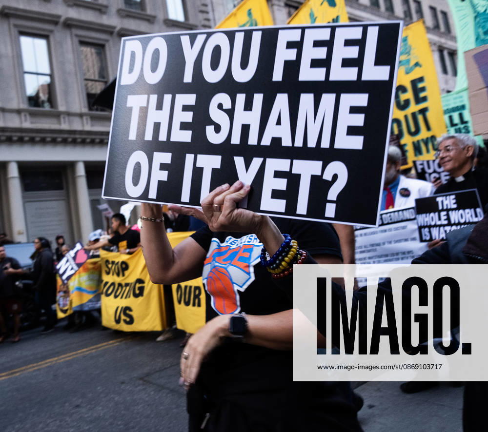 FOLEY SQUARE, NEW YORK, UNITED STATES †OCTOBER 9, 2026: Demonstrators rally on Friday, October 9, 2026, at a protest titled â€oeICE SHOT A NEW YORKER.†The rally began in Foley Square in Lower Manhattan, across the street from ICE headquarters at 26 Federal Plaza. It followed the shooting of a 28-year-old Dominican national by an ICE agent in the Bronxâ€⠢s Marble Hill neighborhood on Thursday, October 8. Mayor Zohran Mamdani said preliminary information indicated that agents surrounded the man, identified as Oscar Belgal, and a 5-year-old child in his car before firing multiple rounds. The child was believed to be physically unharmed. According to DHS, Belgal was the targe - ZUMAt442 20261009_znp_t442_010