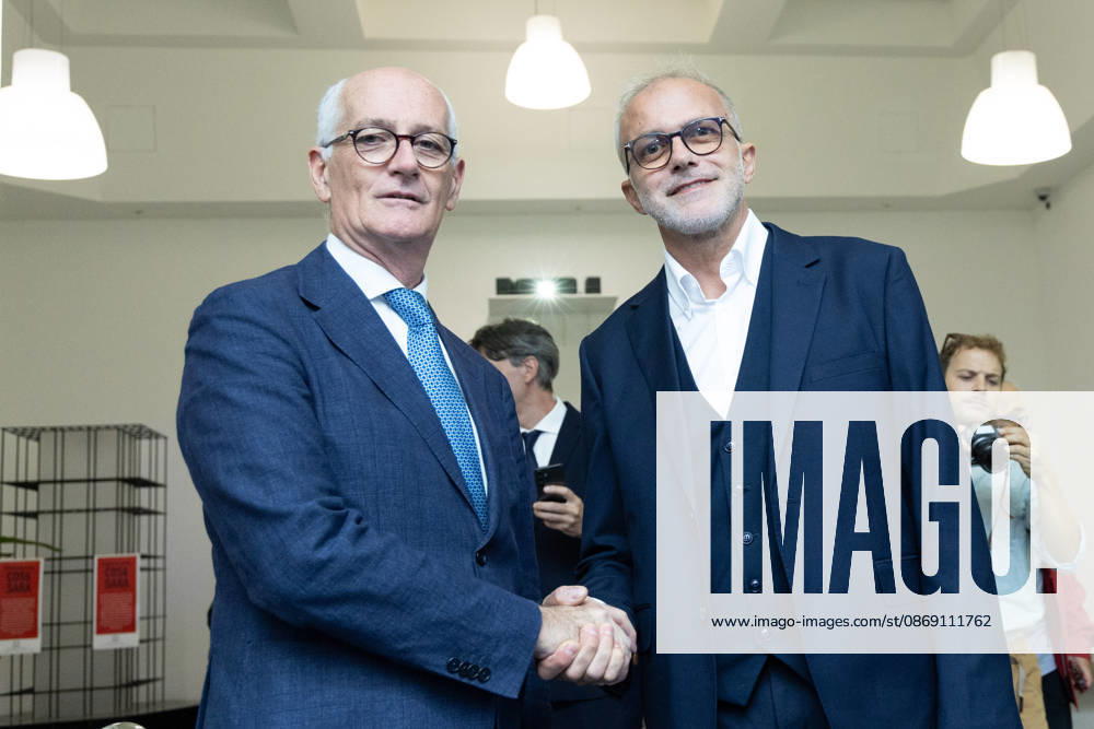 IPA89497234 - Ernesto Maria Ruffini and Franco Gabrielli during the National Assembly of the new political party PiÃ¹ Uno, held at the Salone delle Colonne in Rome