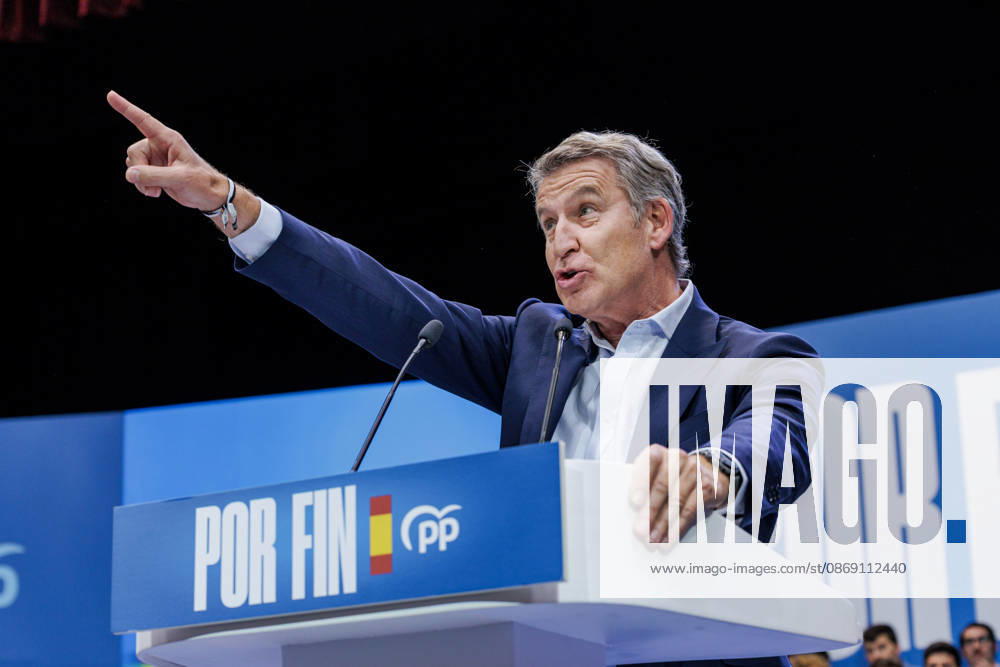 The PP Holds a Pre-Campaign Event at IFEMA Alberto Núnez Feijóo, president of the Popular Party (PP), during a pre-campaign event for the PP at IFEMA on October 10, 2026, in Madrid, Spain. The PP held its first pre-campaign event today for the general elections on November 29 (29N). Feijóo attended this event alongside the president of the Community of Madrid and the mayor of the capital. OCTOBER 10, 2026. Carlos Lujá. Madrid, Madrid, Spain.