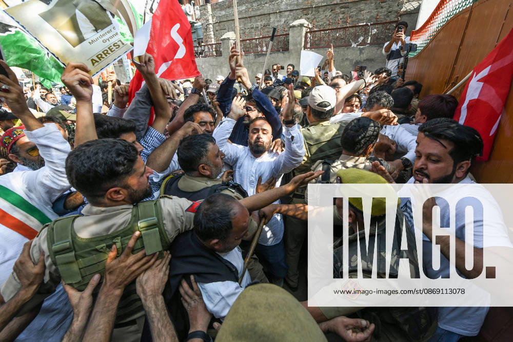 Protest erupts in Srinagar Srinagar, Oct 10 (ANI): Police personnel stop INDIA bloc alliance party s workers and supporters during a protest against Chief Election Commissioner Gyanesh Kumar, in Srinagar on Saturday. Srinagar Jammu and Kashmir India
