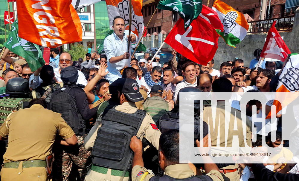 Protest erupts in Srinagar Srinagar, Oct 10 (ANI): Police personnel stop INDIA bloc alliance party s workers and supporters during a protest against Chief Election Commissioner Gyanesh Kumar, in Srinagar on Saturday. Srinagar Jammu and Kashmir India