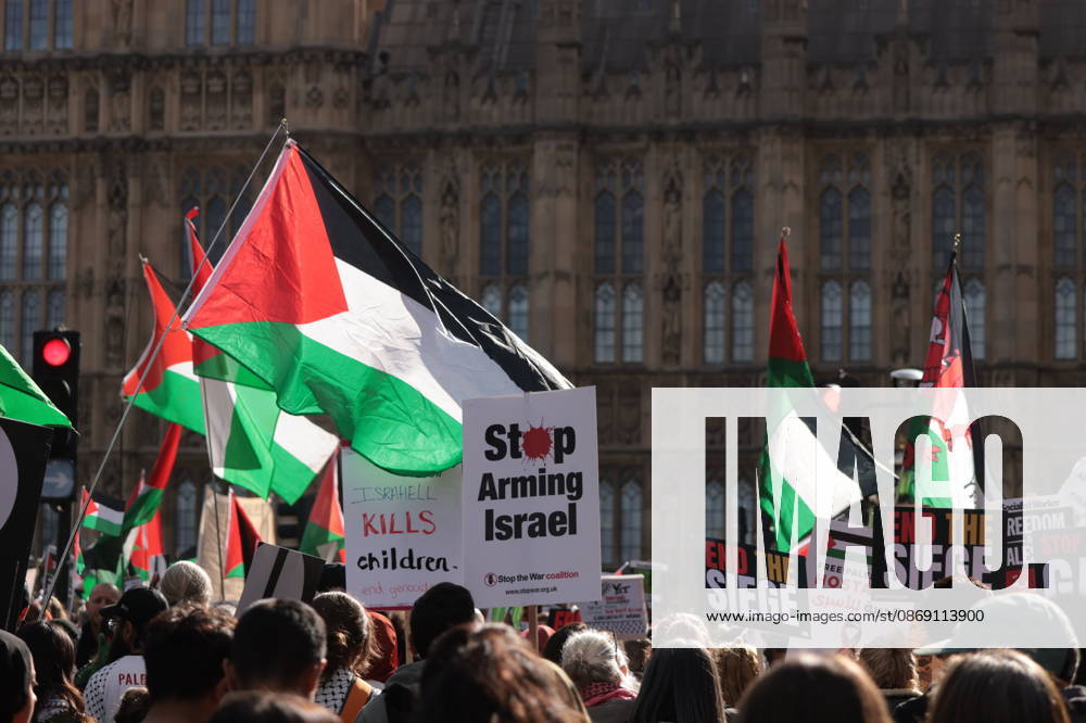London, United Kingdom. Palestine Coalition Protest. Palestine Coalition protest march through London, with zionist counter protesters gathered outside New Scotland Yard.