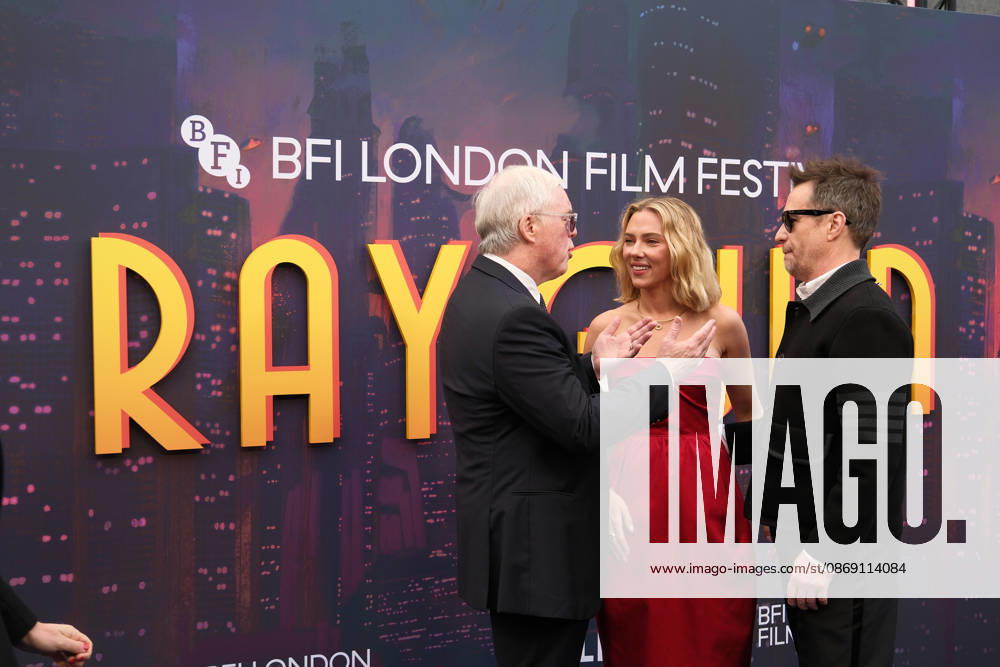 Ray Gunn gala screening, BFI Southbank, London, UK, 10 October 2026 Bill Press, Scarlett Johansson and Sam Rockwell at the gala screening of Ray Gunn, BFI Southbank, London, UK, 10 October 2026., Credit:Julie Edwards Avalon United Kingdom, London