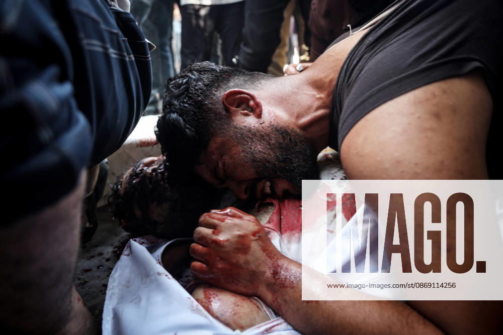 Israeli attacks continue on Gaza GAZA, PALESTINE - OCTOBER 10 : (EDITORS NOTE: Image depicts death) Palestinian deceased bodies who lost their lives after an Israeli airstrikes are brought to Al-Shifa Hospital in Gaza City, Palestine on October 10, 2026. Abdalhkem Abu Riash Anadolu Gaza City Gaza. Editorial use only. Please get in touch for any other usage.