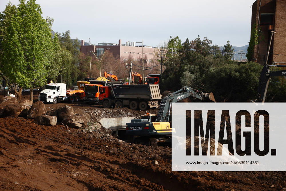 Santiago, October 10, 2026: Roadwork is underway following the flood that affected the Las Condes district. Dragomir Yankovic, Aton Chile, Santiago, Chile. Aton 1198295