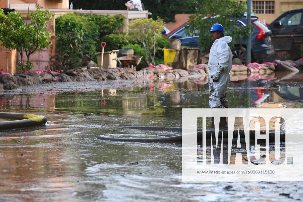 Santiago, October 10, 2026: Roadwork is underway following the flood that affected the Las Condes district. Dragomir Yankovic, Aton Chile, Santiago, Chile. Aton 1198324