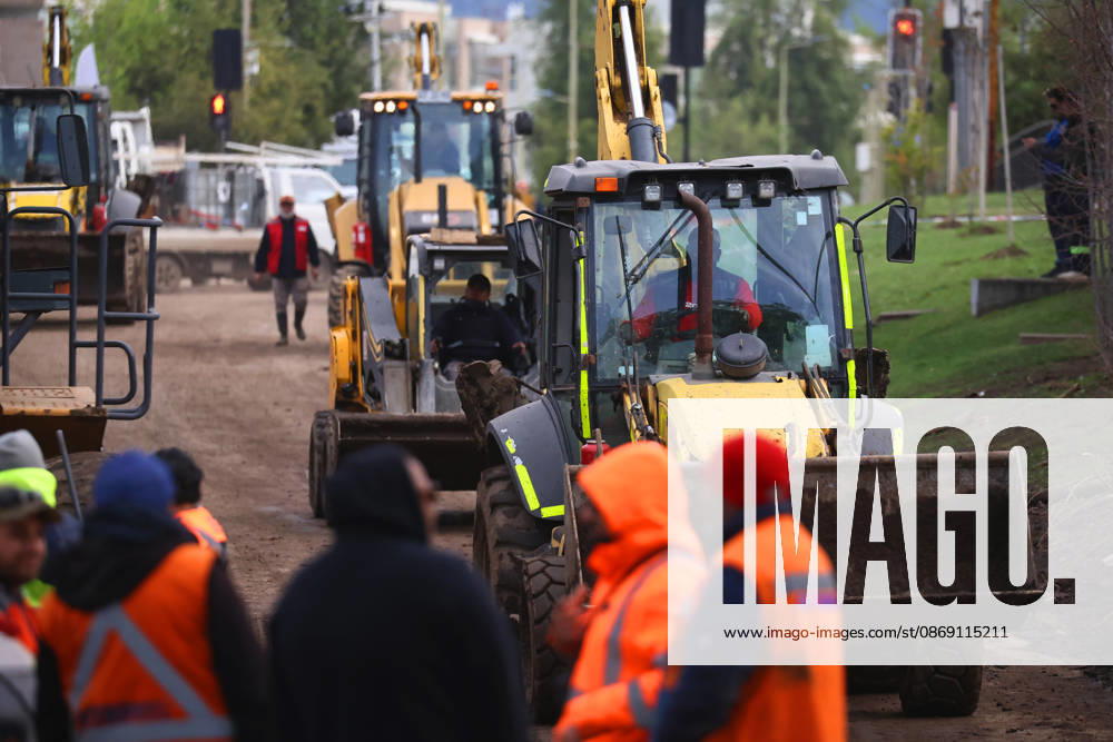 Santiago, October 10, 2026: Roadwork is underway following the flood that affected the Las Condes district. Dragomir Yankovic, Aton Chile, Santiago, Chile. Aton 1198335