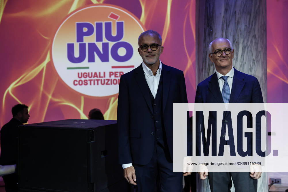 Ernesto Maria Ruffini and Franco Gabrielli present the party s symbol during the Pio¹ Uno National Assembly, Rome, 10 10 2026 Rome Italy - ZUMAa289 20261010_zia_a289_114