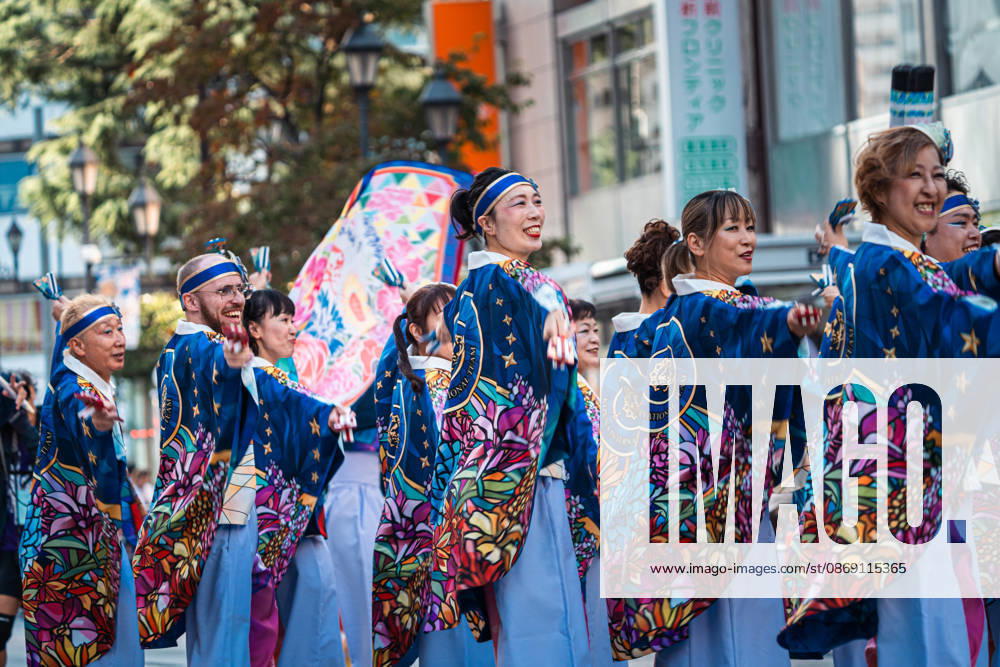 General view, October 10, 2026 - Dancers perform during the eve-of-festival events of the 27th Tokyo Yosakoi Festival in Ikebukuro, Tokyo, Japan, on October 10, 2026. Part of the Fukuro Matsuri celebrations, the event brings together yosakoi dance teams in colorful costumes for energetic performances combining traditional Japanese dance influences with contemporary music and choreography. aflo_354760426