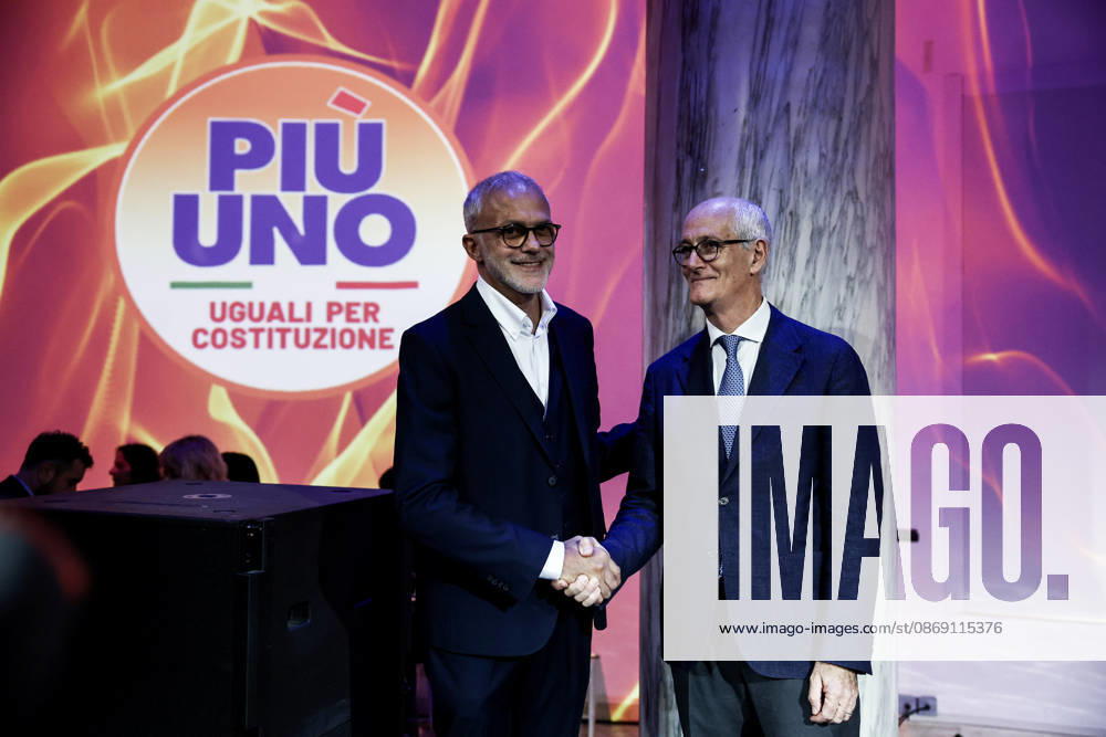Ernesto Maria Ruffini and Franco Gabrielli present the party s symbol during the PioÂ¹ Uno National Assembly, Rome, 10 10 2026 Rome Italy - ZUMAa289 20261010_zia_a289_115