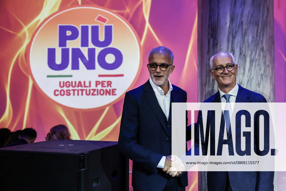 Ernesto Maria Ruffini and Franco Gabrielli present the party s symbol during the Pio¹ Uno National Assembly, Rome, 10 10 2026 Rome Italy - ZUMAa289 20261010_zia_a289_116
