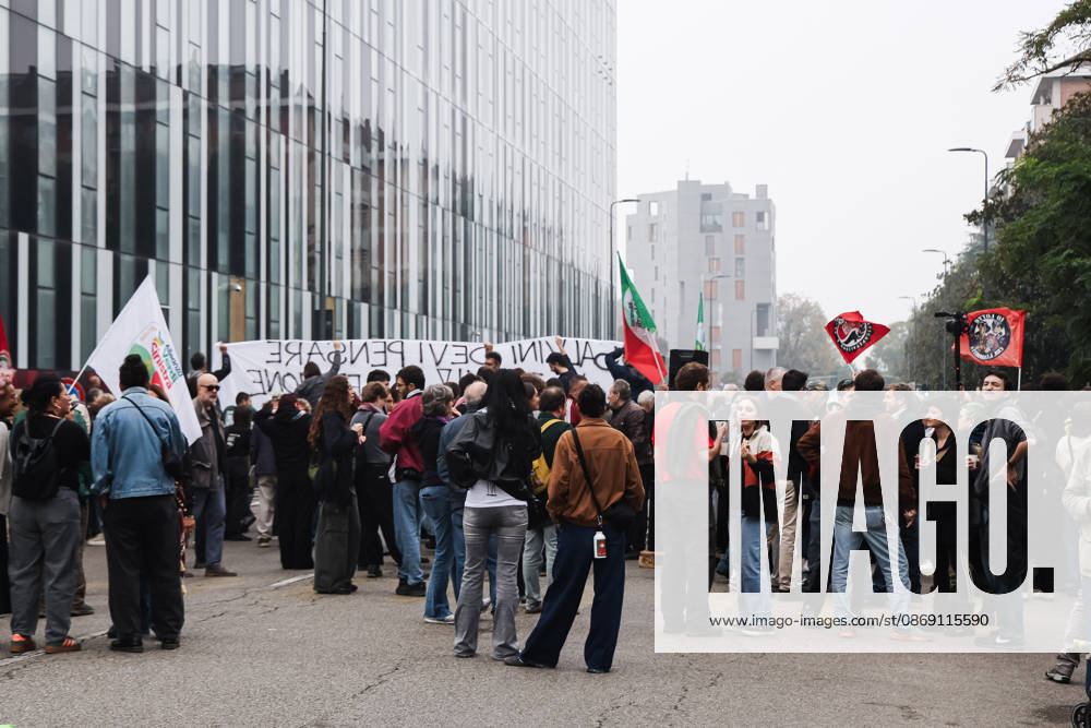 IPA89501933 - Milan: A rally organized by the Lega under the slogan A Safer Milan, Stop the Social Centers against the Lambretta Social Center on Via Rizzoli. In the photo: Protests during the demonstration