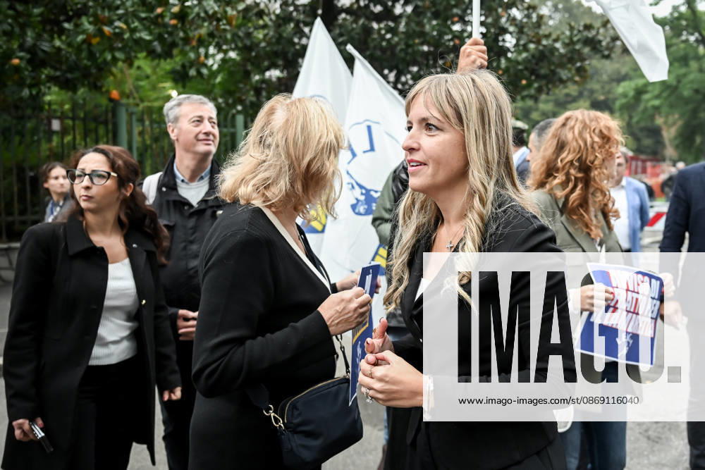 Lega deputy secretary Silvia Sardone at the Lega rally Milan safer, stop social centers. Near the Lambretta Social Center, Via Rizzoli, 10 10 2026 Milan Milan Italy - ZUMAa289 20261010_zia_a289_053