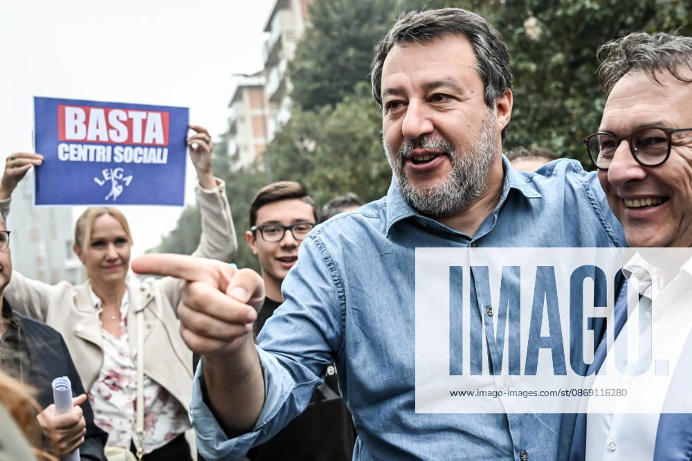 Deputy Prime Minister Matteo Salvini at the League rally Milan safer, stop social centers. Near the Lambretta Social Center, Via Rizzoli, 10 10 2026 Milan Milan Italy - ZUMAa289 20261010_zia_a289_035