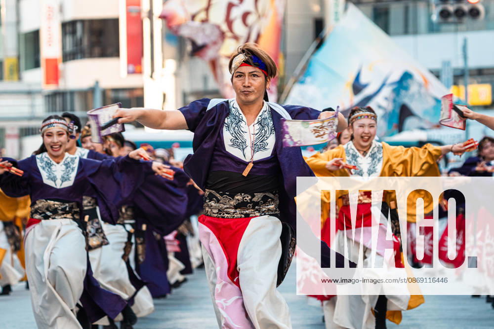 General view, October 10, 2026 - Dancers perform during the eve-of-festival events of the 27th Tokyo Yosakoi Festival in Ikebukuro, Tokyo, Japan, on October 10, 2026. Part of the Fukuro Matsuri celebrations, the event brings together yosakoi dance teams in colorful costumes for energetic performances combining traditional Japanese dance influences with contemporary music and choreography. aflo_354761361