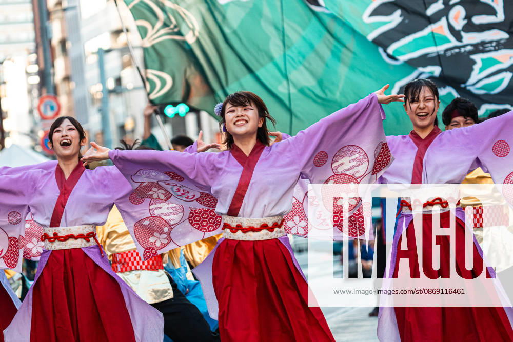 General view, October 10, 2026 - Dancers perform during the eve-of-festival events of the 27th Tokyo Yosakoi Festival in Ikebukuro, Tokyo, Japan, on October 10, 2026. Part of the Fukuro Matsuri celebrations, the event brings together yosakoi dance teams in colorful costumes for energetic performances combining traditional Japanese dance influences with contemporary music and choreography. aflo_354761416