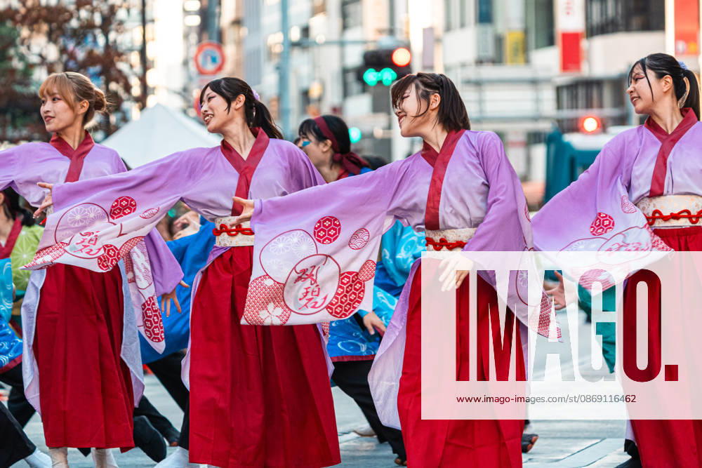General view, October 10, 2026 - Dancers perform during the eve-of-festival events of the 27th Tokyo Yosakoi Festival in Ikebukuro, Tokyo, Japan, on October 10, 2026. Part of the Fukuro Matsuri celebrations, the event brings together yosakoi dance teams in colorful costumes for energetic performances combining traditional Japanese dance influences with contemporary music and choreography. aflo_354761418