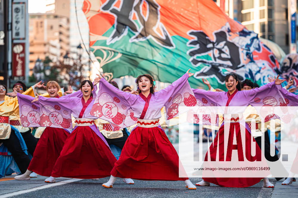 General view, October 10, 2026 - Dancers perform during the eve-of-festival events of the 27th Tokyo Yosakoi Festival in Ikebukuro, Tokyo, Japan, on October 10, 2026. Part of the Fukuro Matsuri celebrations, the event brings together yosakoi dance teams in colorful costumes for energetic performances combining traditional Japanese dance influences with contemporary music and choreography. aflo_354761420