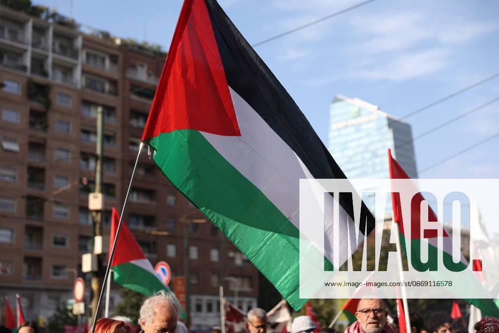 IPA89503911 - Milan, October 10, 2026, National Day of Mobilization, The end of genocide is the end of Zionism, marking the third anniversary of the start of the conflict in Gaza