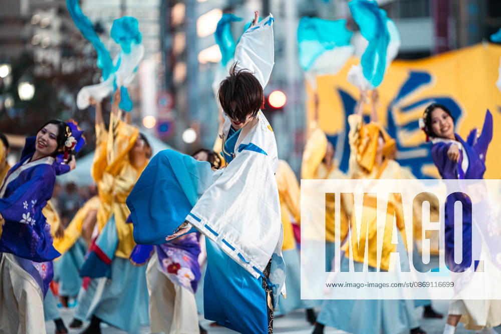 General view, October 10, 2026 - Dancers perform during the eve-of-festival events of the 27th Tokyo Yosakoi Festival in Ikebukuro, Tokyo, Japan, on October 10, 2026. Part of the Fukuro Matsuri celebrations, the event brings together yosakoi dance teams in colorful costumes for energetic performances combining traditional Japanese dance influences with contemporary music and choreography. aflo_354761625