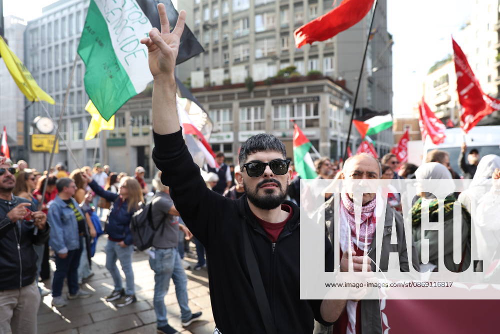 IPA89503904 - Milan, October 10, 2026, National Day of Mobilization, The end of genocide is the end of Zionism, marking the third anniversary of the start of the conflict in Gaza