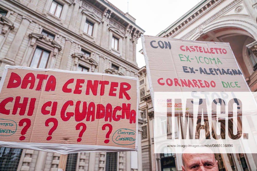 IPA89502950 - Milan, October 10, 2026 A protest organized by local No Data Centers committees to demand a halt to the construction and operation of new data centers in the province of Milan.