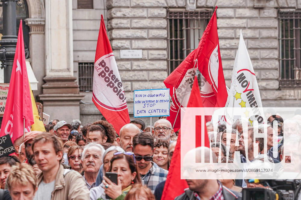 IPA89502976 - Milan, October 10, 2026 A protest organized by local No Data Centers committees to demand a halt to the construction and operation of new data centers in the province of Milan.