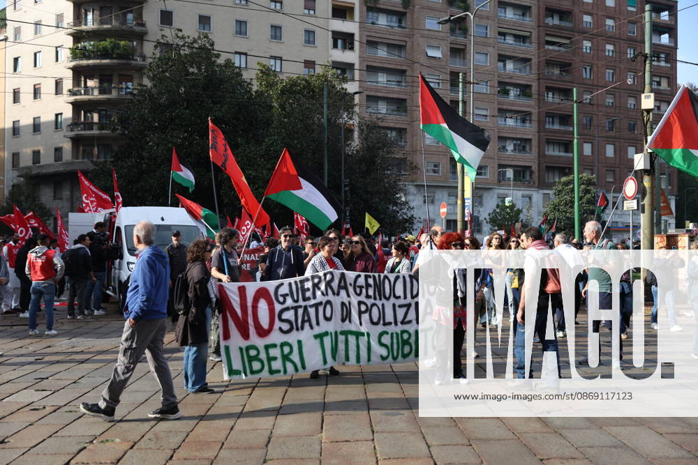 IPA89503923 - Milan, October 10, 2026, National Day of Mobilization, The end of genocide is the end of Zionism, marking the third anniversary of the start of the conflict in Gaza