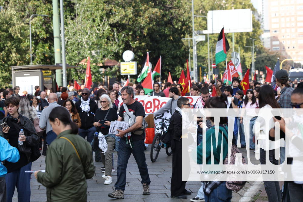 IPA89503930 - Milan, October 10, 2026, National Day of Mobilization, The end of genocide is the end of Zionism, marking the third anniversary of the start of the conflict in Gaza
